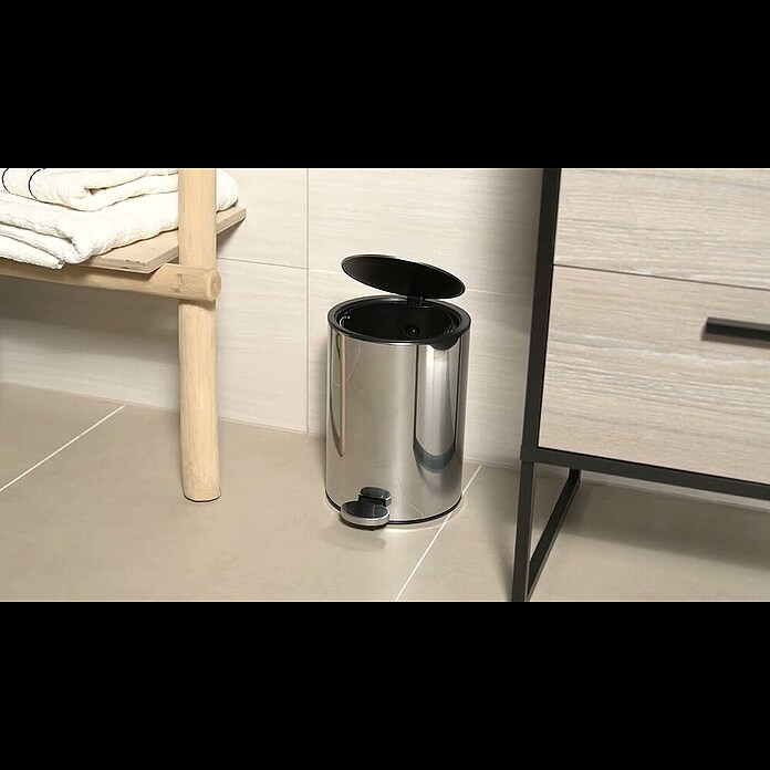 Camargue Cubo con pedal Luba (3 l, Acero inoxidable, Cromo) | BAUHAUS