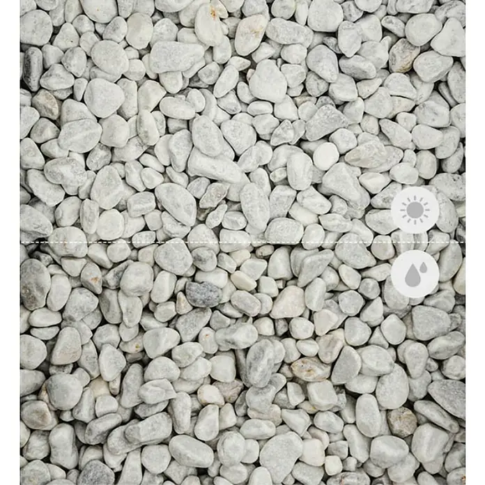 Min2C Marmorkiesel - Weiß, Körnung: 15 mm - 25 mm, 25 kg - Weisse Zierkiesel, die trocken und nass unterschiedlich aussehen, bieten eine elegante und pflegeleichte Gartendekoration.