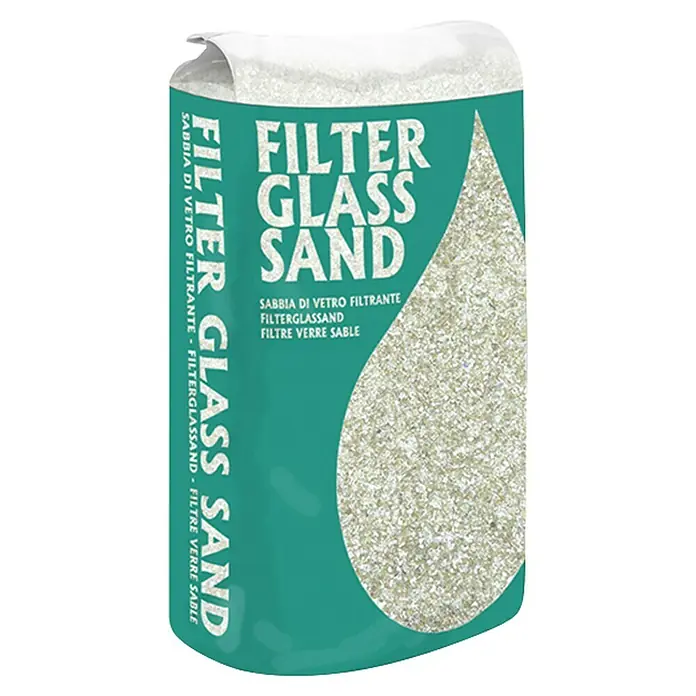 Filterglas - 20 kg - Abbildung eines Sackes Filterglassand, der zur Wasseraufbereitung in Pools verwendet wird.