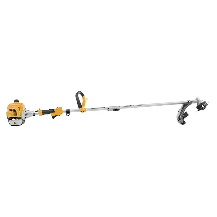 Stiga Benzin-Motorsense BC 330 A - 700 W, Schnittbreite Faden: 43 cm, Schnittbreite Messer: 25,5 cm - Freischneider mit gelbem Motor, Bügelgriff und Schneidkopf. Ideal für Gartenarbeiten und Landschaftspflege, um Gras und Gestrüpp zu schneiden.