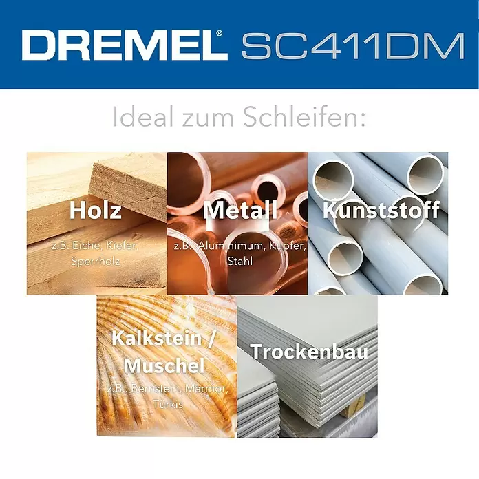 Dremel Schleifscheiben MAX EZ Speedclic SC411DM - Durchmesser: 38 mm, Körnung: 60 mm, 3 Stk. - Dremel SC411DM: Vielseitiges Schleifzubehör für Holz, Metall, Kunststoff, Kalkstein/Muschel und Trockenbau.
