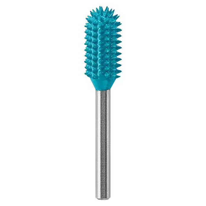 Dremel Fräser MAX Power Carving 9954 - Arbeitsdurchmesser: 7,9 mm, Max. Drehzahl: 35.000 U/min, 1 Stk. - Blauer, stacheliger Fräser mit silbernem Schaft für grobes Schnitzen und Formen.