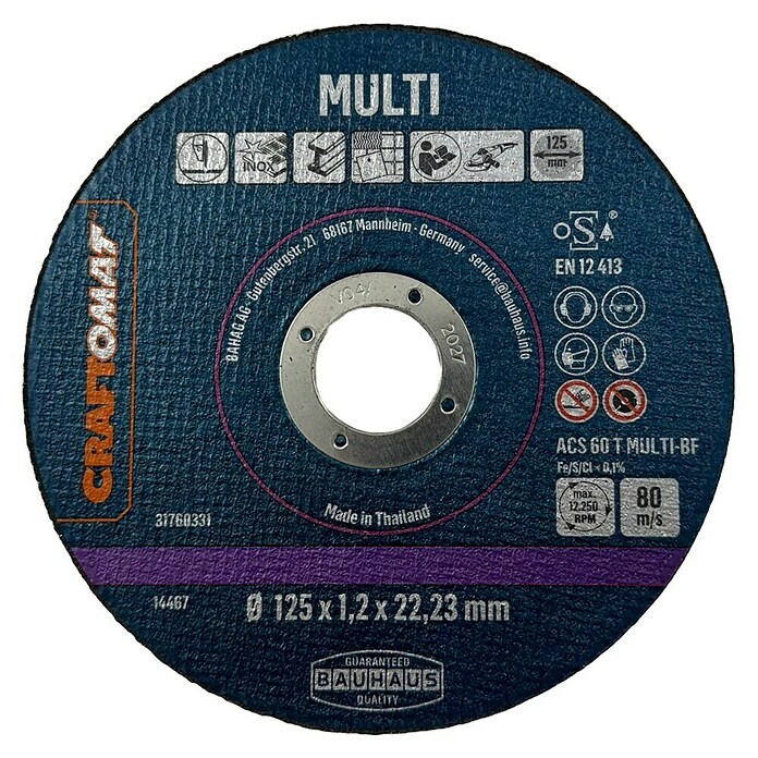 Craftomat Trennscheibe ACS60T Multi-BF (Durchmesser Scheibe: 125 mm, Stärke Scheibe: 1,2 mm, 10 Stk.) | BAUHAUS