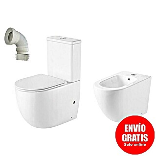 Artysan Pack de WC y bidé Inter 3 (Sin borde de descarga, Salida dual, Blanco)