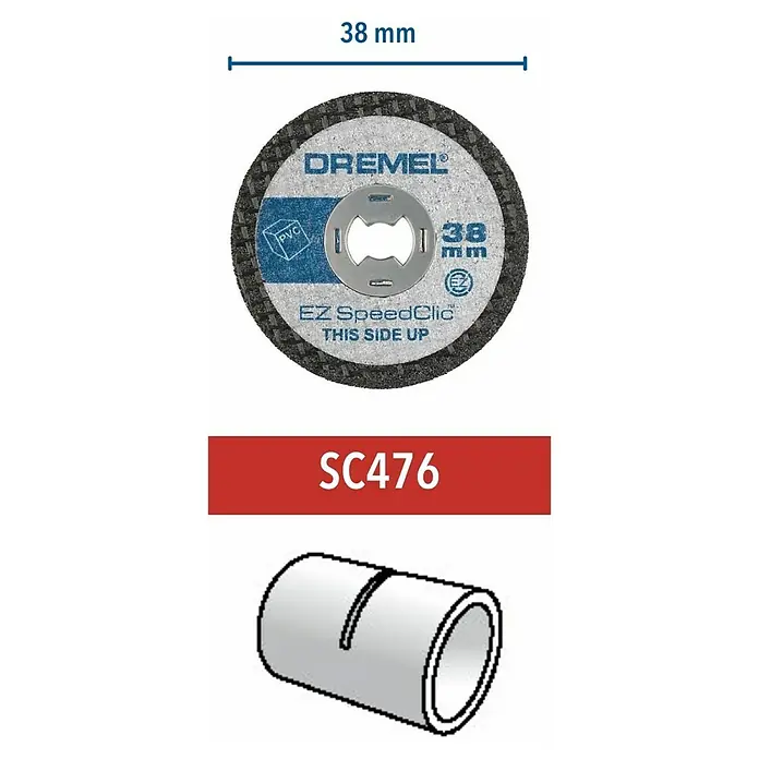 Dremel EZ SpeedClic Trennscheibe SC 476 - 38 mm, 5 Stk. - Dremel SC476 Trennscheibe für PVC: Ein 38 mm Durchmesser Trennscheibe, ideal zum präzisen Schneiden von PVC-Materialien.