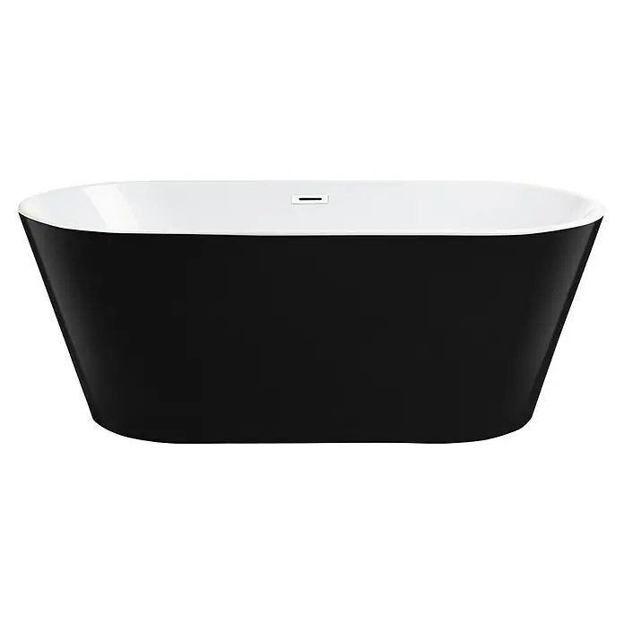 Camargue Bañera independiente Malmo - L x An: 70 x 150 cm, Negro/Blanco - Bañera exenta negra con interior blanco. Diseño elegante para baños modernos con desagüe práctico.