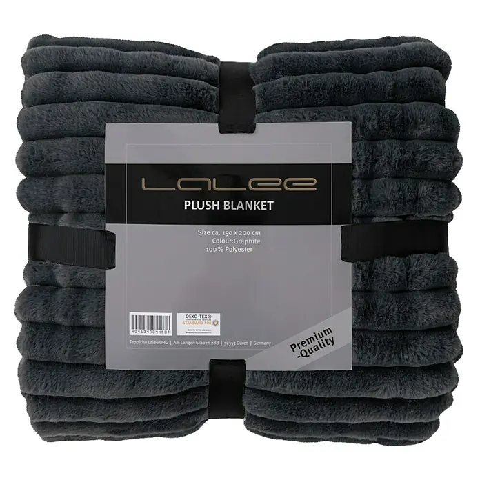 Decke Plush - Graphite, 200 x 150 cm, 100 % Polyester - Graue LOLee Kuscheldecke, ca. 150 x 200 cm, aus 100% Polyester. Premium-Qualität für gemütliche Stunden.