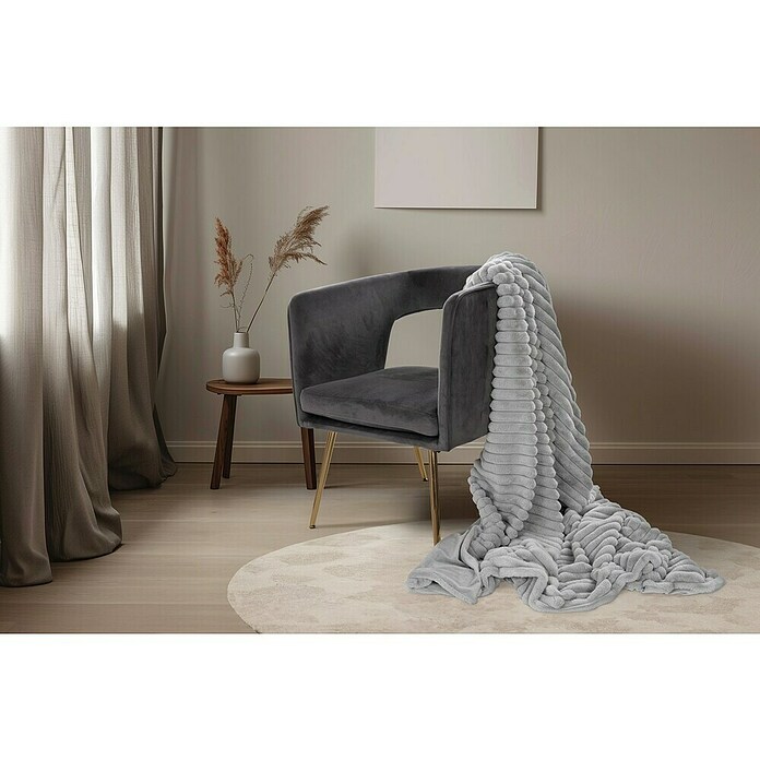 Manta Plush (Plata, 200 x 150 cm, 100 % poliéster) | BAUHAUS