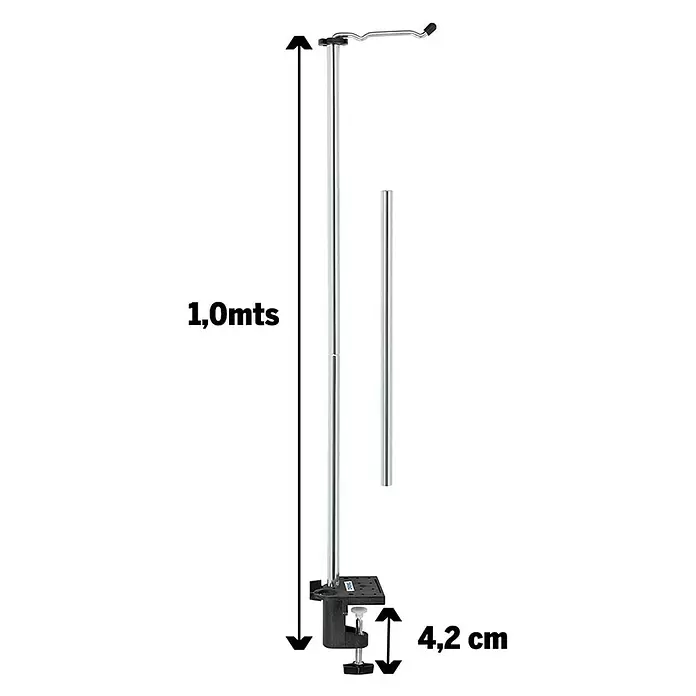 Dremel Soporte para herramientas 2222 - Apto para: Multi-Herramientas - Soporte cromado, 1,0m de altura, con abrazadera negra (4,2cm) y poste adicional.