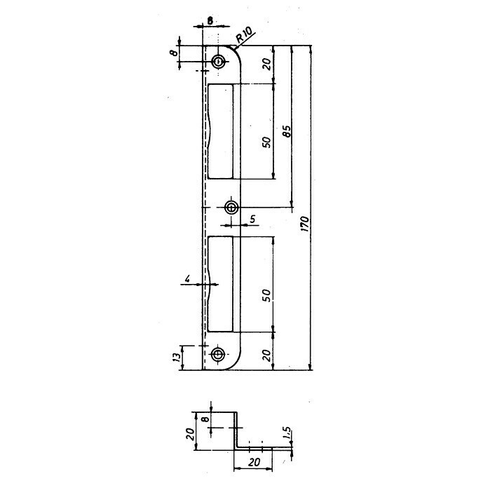 Stabilit WinkelblechL x B x H: 170 x 20 x 20 mm Unknown