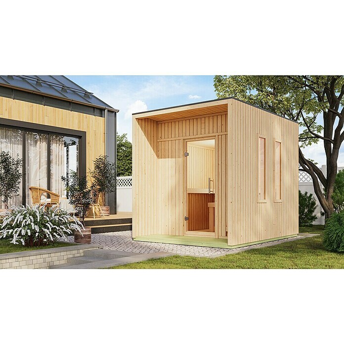 Karibu Saunahaus Laguna (L x B x H: 287,5 x 219,5 x 244 cm, Natur, Ohne Ofen) | BAUHAUS