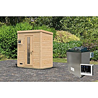 Karibu Saunahaus Hytti (Mit 9 kW Saunaofen mit externer Steuerung, L x B x H: 113 x 196 x 228 cm, Naturbelassen)