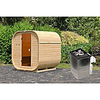 Karibu Fasssauna Quadro (Elektroofen, Holz, L x B x H: 175 x 199 x 205 cm)
