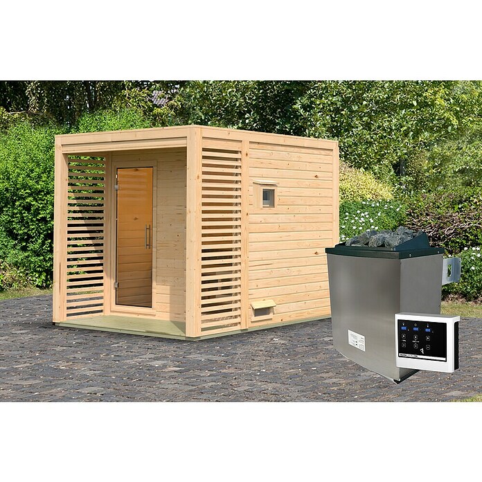 Karibu Saunahaus Angkor (Elektroofen, Steuerung Ofen: Extern, L x B x H: 276 x 231 x 231,5 cm) | BAUHAUS