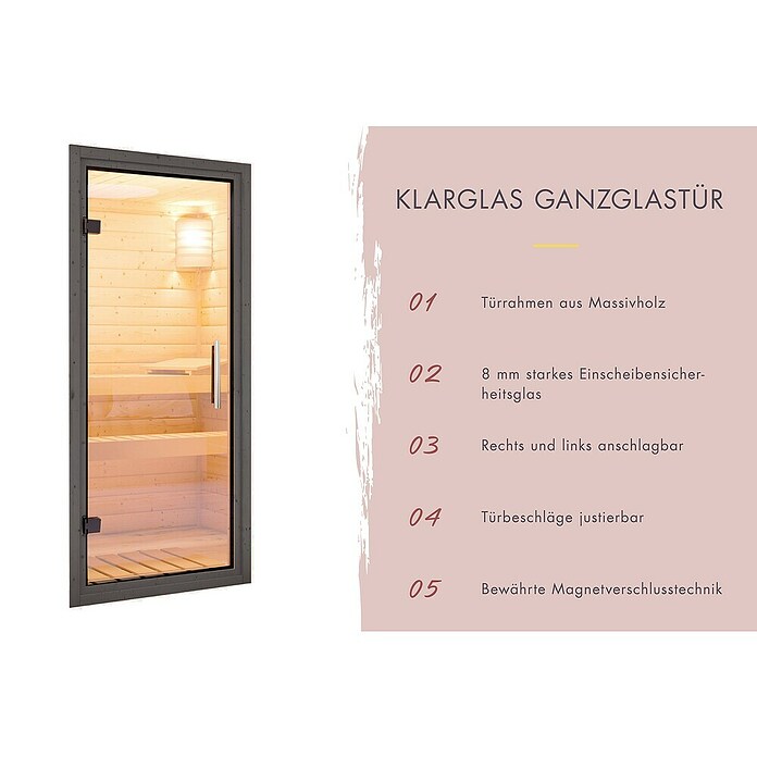 Karibu Saunahaus Tyr (L x B x H: 287,5 x 219,5 x 244 cm, Schwarz, 9 KW Ofen mit interner Steuerung) | BAUHAUS
