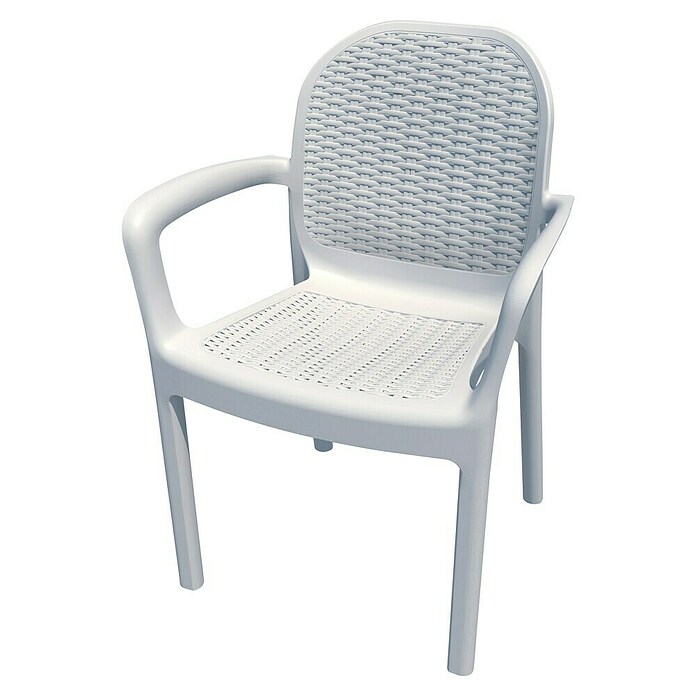 Silla de jardín Miranda (L x An x Al: 58 x 50,5 x 83,5 cm, Blanco, Tecnopolímero/Fibra de vidrio, Apilable) | BAUHAUS