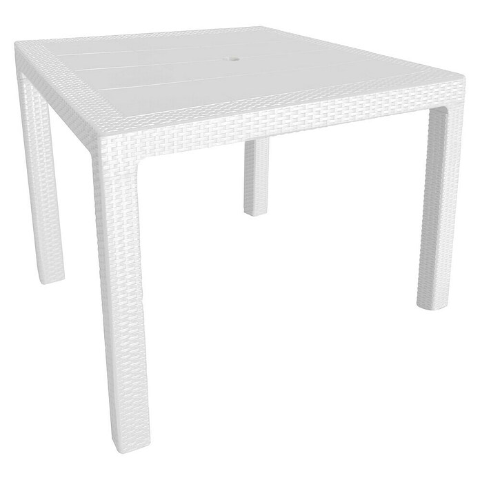 Mesa de jardín Lasarte (L x An x Al: 80 x 80 x 72 cm, Tecnopolímero/Fibra de vidrio, Blanco) | BAUHAUS