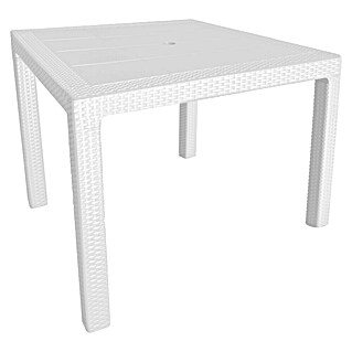 Mesa de jardín Lasarte (L x An x Al: 80 x 80 x 72 cm, Tecnopolímero/Fibra de vidrio, Blanco)