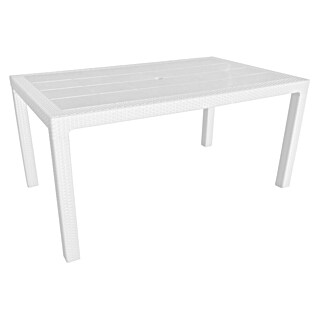 Mesa de jardín Lasarte (L x An x Al: 150 x 90 x 72 cm, Tecnopolímero/Fibra de vidrio, Blanco)