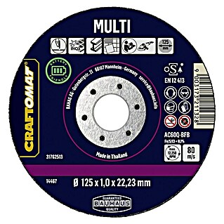 Craftomat Trennscheibe AC60Q-BFB Multi Battery friendly (Geeignet für: Edelstahl, Durchmesser Scheibe: 125 mm, 1 Stk.)