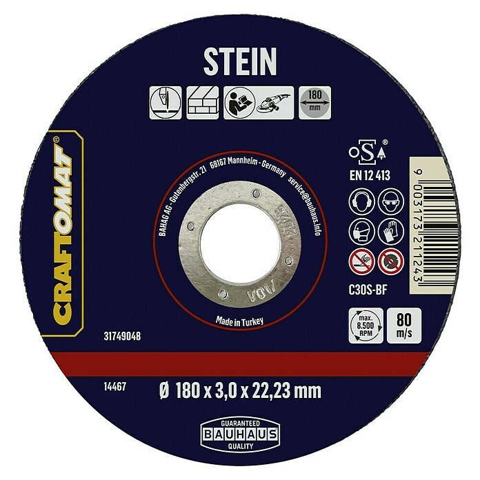 Craftomat Rezalna plošča C24R-BF  (Primerno za: Kamen, Premer diska: 180 mm, Debelina plošče: 3 mm) | Rezalni diski | Dodatki za kotne brusilnike | Dodatna oprema za stroje | Orodja in stroji | Izdelki | BAUHAUS