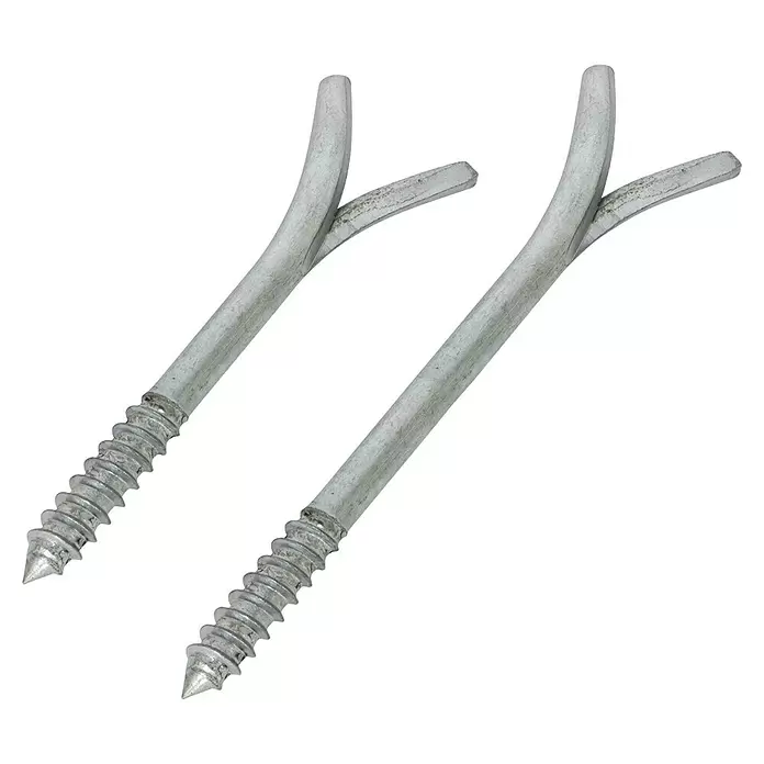 Tornillo especial - Ø x L: 18 x 90 mm, 200 ud. - Dos ganchos de rosca en Y de metal plateado.
