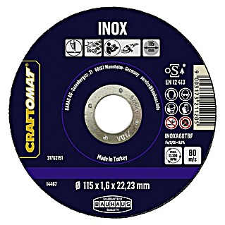 Craftomat Trennscheibe INOXA60TBF (Geeignet für: Edelstahl, Stärke Scheibe: 1,6 mm, Max. Drehzahl: 13 280 U/min)