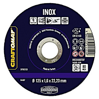 Craftomat Trennscheibe INOXA60TBF (Geeignet für: Edelstahl, Stärke Scheibe: 1,6 mm, Max. Drehzahl: 12 200 U/min)