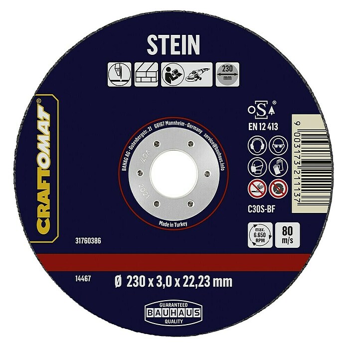 Craftomat Doorslijpschijf C24R-BF (Geschikt voor: Steen, Schijfdiameter: 230 mm, Dikte plaat: 3 mm) | BAUHAUS