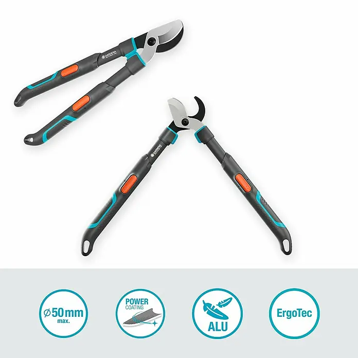 Gardena Astschere TeleCut Pro S - Max. Aststärke: 50 mm - Gartenschere von Gardena mit Power Coating und ErgoTec Griff. Geeignet für Äste bis zu 50 mm Durchmesser.