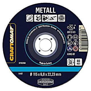 Craftomat Schruppscheibe A30Q-BF (Geeignet für: Metall, Durchmesser Scheibe: 115 mm, Stärke Scheibe: 6 mm)