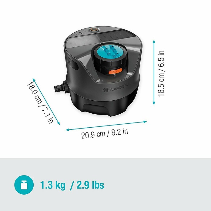 Gardena Vielflächenregner AquaPrecise solarbetrieben (Max. Regnerfläche: 320 m², Wurfweite: 2 m - 10 m) | BAUHAUS