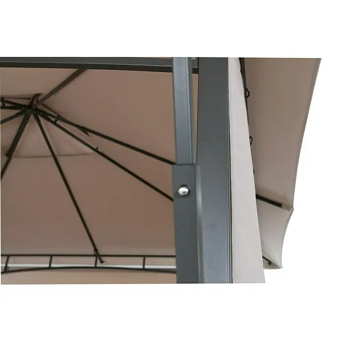 Sunfun Carpa con laterales Barcelona - An x Pr: 300 x 300 cm, Color del techo: Beige - Primer plano de una carpa con capota beige y estructura metálica robusta, ideal para exteriores.