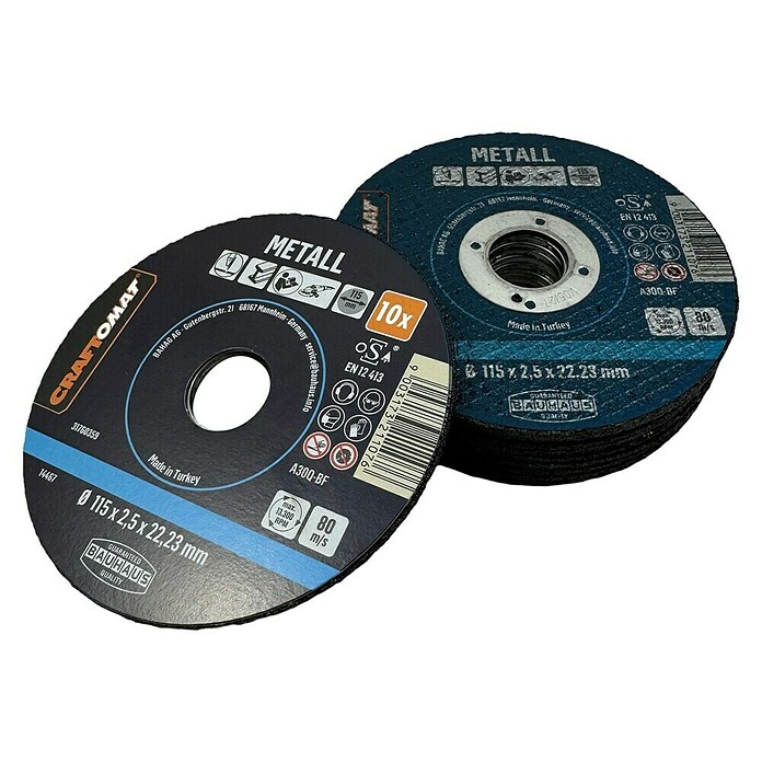 Craftomat Doorslijpschijf A30Q-BF (Geschikt voor: Metaal, Schijfdiameter: 115 mm, 10 st.) | BAUHAUS