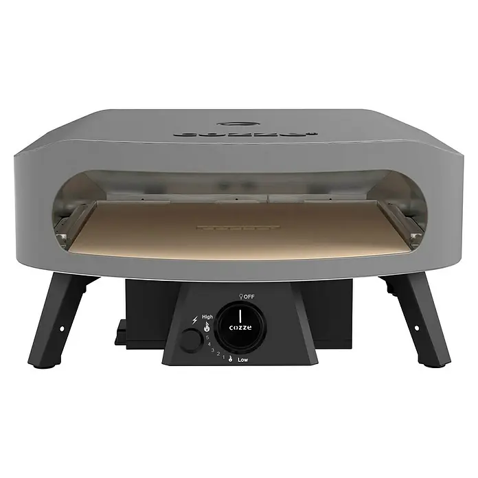 Cozze Pizzaofen Classic 17" - Grillfläche (B x T): 42,5 x 42,5 cm, 8 kW - Nahaufnahme eines Cozze Pizzaofens mit Steuerungselementen, der für authentische Pizzaerlebnisse zu Hause sorgt.