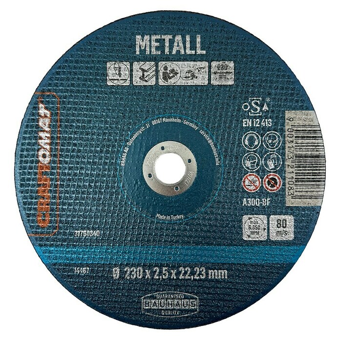 Craftomat Trennscheibe A30Q-BF (Geeignet für: Metall, Durchmesser Scheibe: 230 mm, 5 Stk.) | BAUHAUS