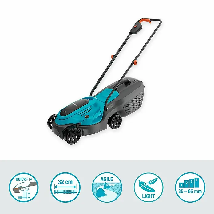 Gardena Power for All 18V Akku-Rasenmäher EasyMax 32/18V - 18 V, Ohne Akku, Schnittbreite: 32 mm - Bild einer Gardena PowerMax 32/36V P4A Akku-Rasenmäher für präzises Mähen und einfache Handhabung im Garten.