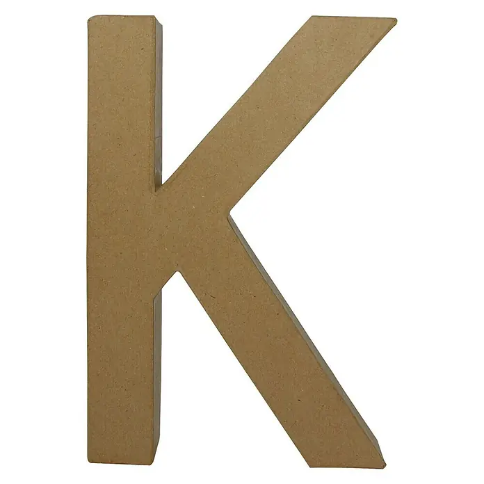 Décopatch Letra de cartón Fantasía - Motivo: K, Cartón, L x An x Al: 22 x 5 x 30 cm - Una letra "K" marrón de MDF para uso decorativo y proyectos de bricolaje. Perfecta para pintar y personalizar.