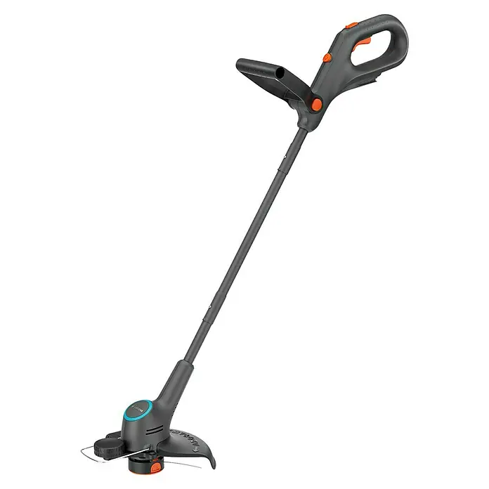 Gardena Power for All 18V Akku-Rasentrimmer EasyTrim 25/18V - 18 V, Li-Ionen, Ohne Akku, Schnittbreite Faden: 25 cm - Abbildung eines Gardena Akku-Rasentrimmers mit verstellbarem Griff und Schneidschutz für präzise Rasenkantenpflege.