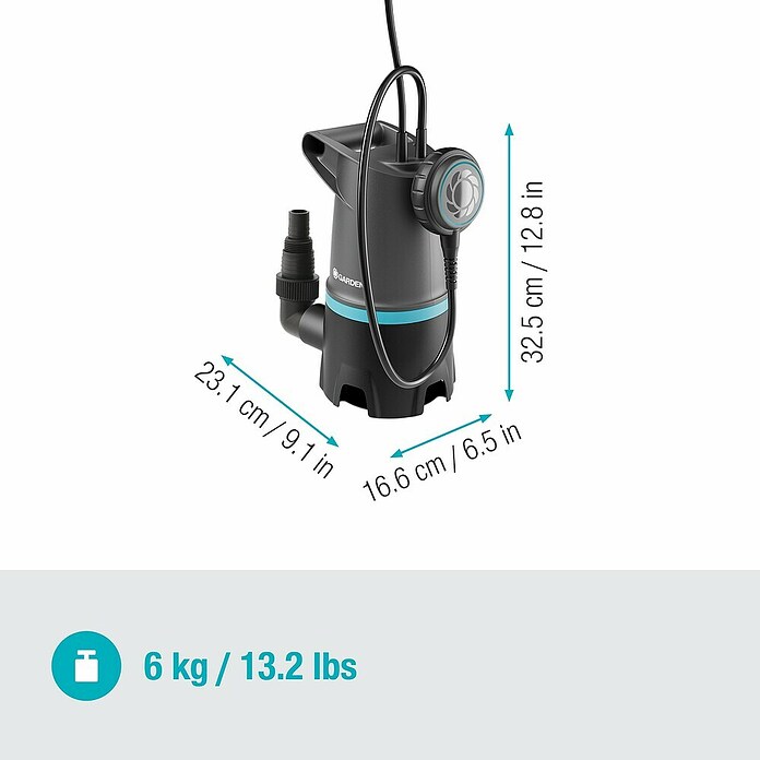 Gardena Vuilwaterpomp 20000 Basic (550 W, Max. leversnelheid: 20.000 l/u, Dompeldiepte: 7 m) | BAUHAUS