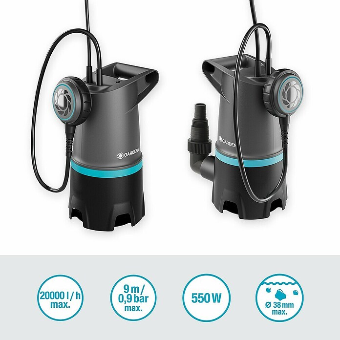Gardena Vuilwaterpomp 20000 Basic (550 W, Max. leversnelheid: 20.000 l/u, Dompeldiepte: 7 m) | BAUHAUS