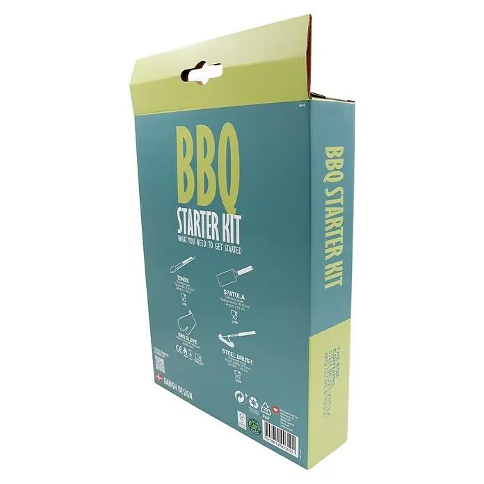 Cozze Grillzubehör-Set - 4 -tlg. - Das BBQ Starter Kit: Alles, was man zum Grillen braucht. Enthält Zange, Spatel, Grillhandschuh und Stahlbürste für den perfekten Start.
