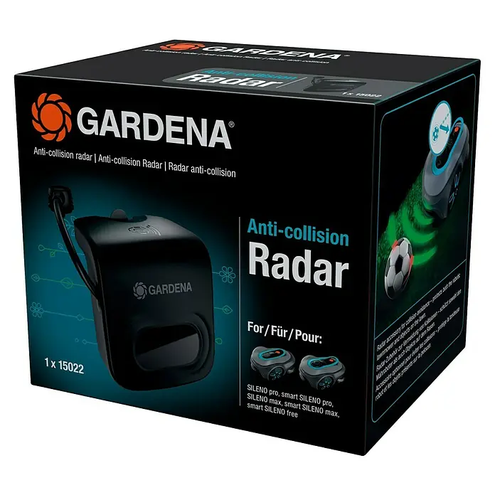 Gardena Antikollisionsradar für Mähroboter - Gardena Mähroboter smart SILENO pro, smart SILENO max, smart SILENO free - Produktbild: Gardena Anti-Kollisionsradar für Rasenmähroboter.