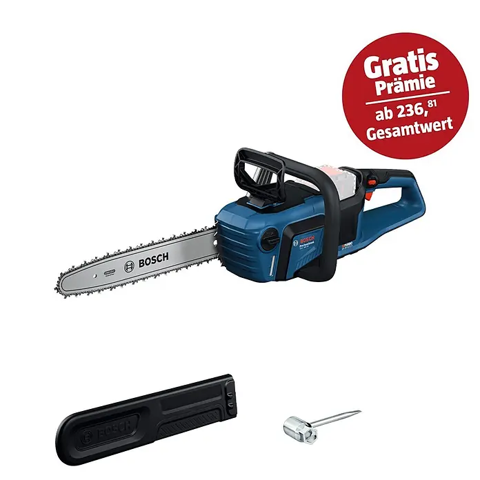Bosch Professional AMPShare 18V Akku-Kettensäge GKE 18V-40 - 18 V, Li-Ionen, Ohne Akku, Schwertlänge: 40 cm - Akku-Kettensäge von Bosch Professional mit Zubehör und Aktionshinweis. Leistungsstark und zuverlässig für den professionellen Einsatz.