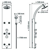 Camargue Glas-Duschpaneel Sylt 2.0 (Höhe: 132 cm, Mit Einhebelmischer, Weiß)