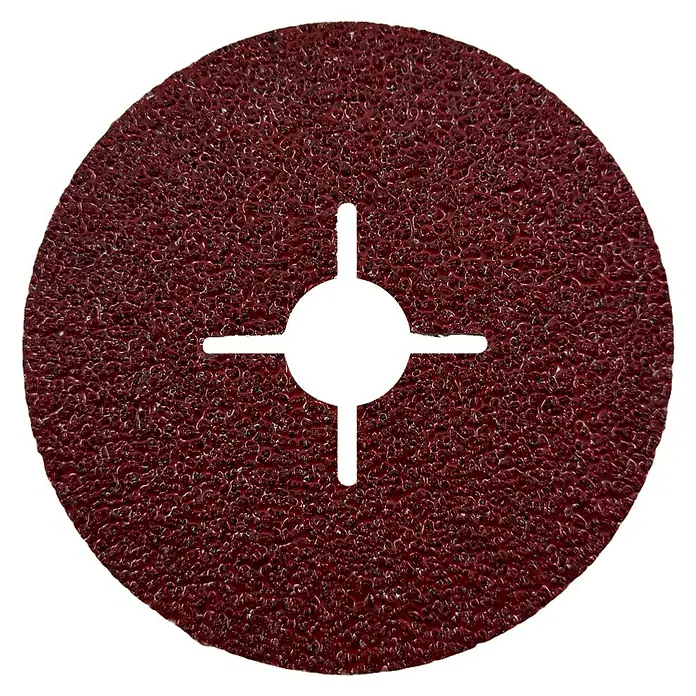 Craftomat Fiberscheiben - Durchmesser: 115 mm, Körnung: 24, 5 Stk. - Rote Schleifscheibe mit zentraler Aussparung für Schleifarbeiten an Oberflächen. Ideal für den Einsatz in Werkstätten.