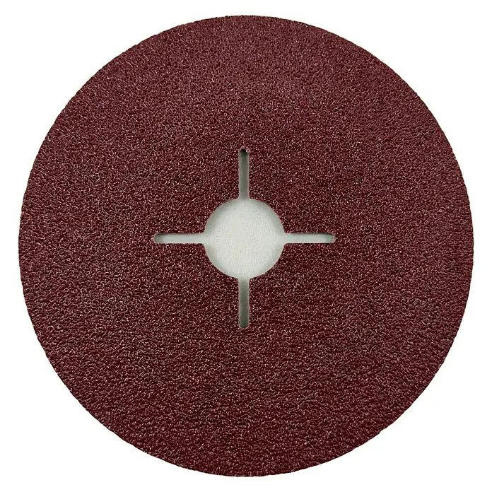 Craftomat Fiberscheiben - Durchmesser: 125 mm, Körnung: 40, 5 Stk. - Ein Schleifscheibe mit einem kreuzförmigen Ausschnitt in der Mitte für Schleifarbeiten an Oberflächen.