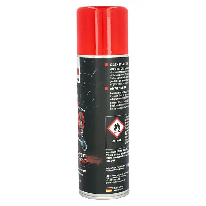 Nigrin Bike Line Sprühwachs - 300 ml - Nigrin Bike-Care-Spraydose mit roter Kappe. Für die Fahrradpflege. Schützt und sorgt für eine lang anhaltende Konservierung.