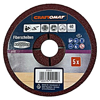 Craftomat Fiberscheiben (Durchmesser: 115 mm, Körnung: 40, 5 Stk.)