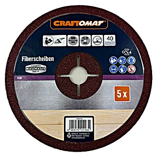 Craftomat Fiberscheiben (Durchmesser: 180 mm, Körnung: 40, 5 Stk.)